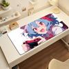 Gaming Mouse Pad Large Desk Mat Antislip Stitched Edges Stylish Grey Anime Print Extended Keyboard Mat for Gamer Office