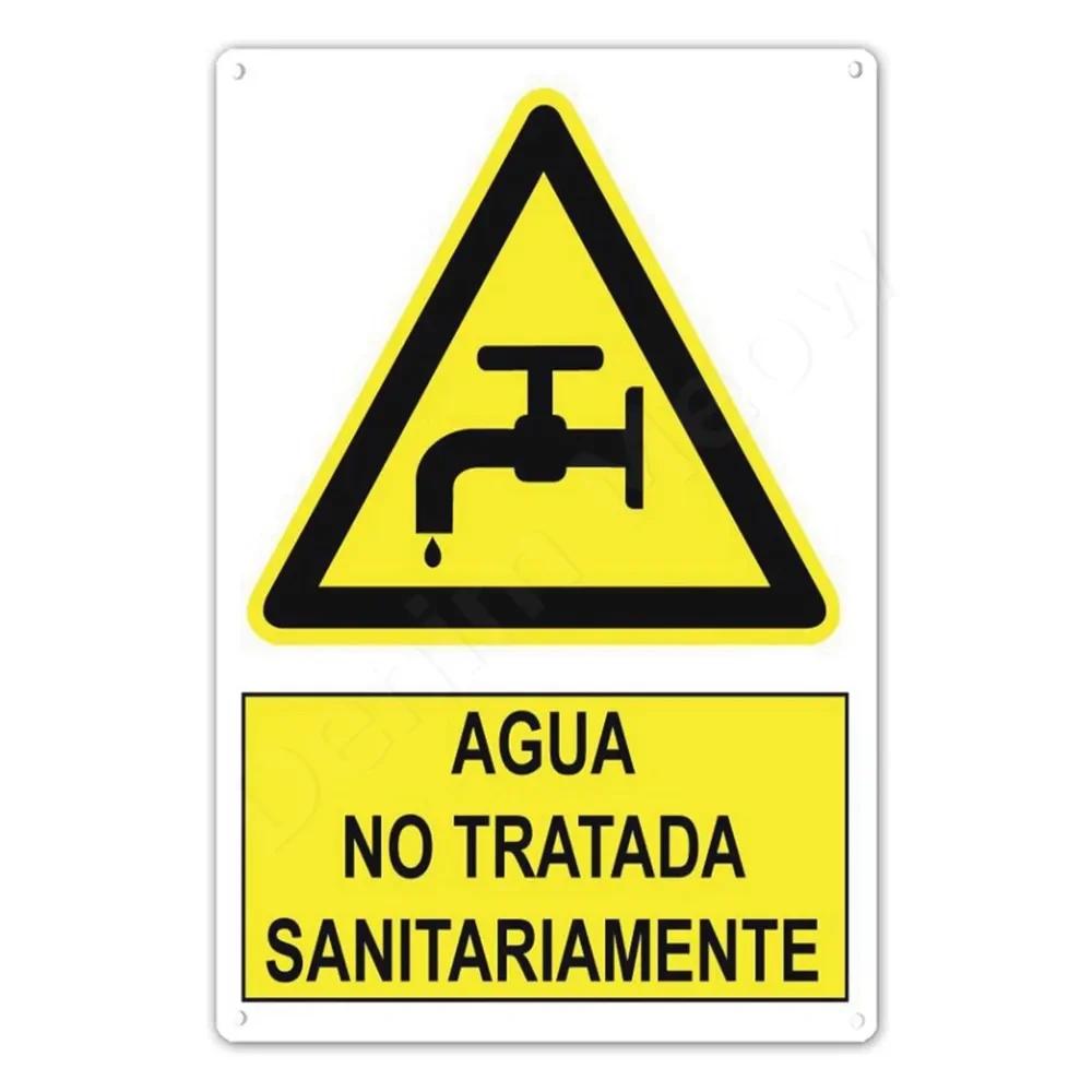Spanish Warning Sign Danger Metal Sign for Street Yard Bar Workshop Decor Yellow Waterproof Caution Signs Outdoor Indoor