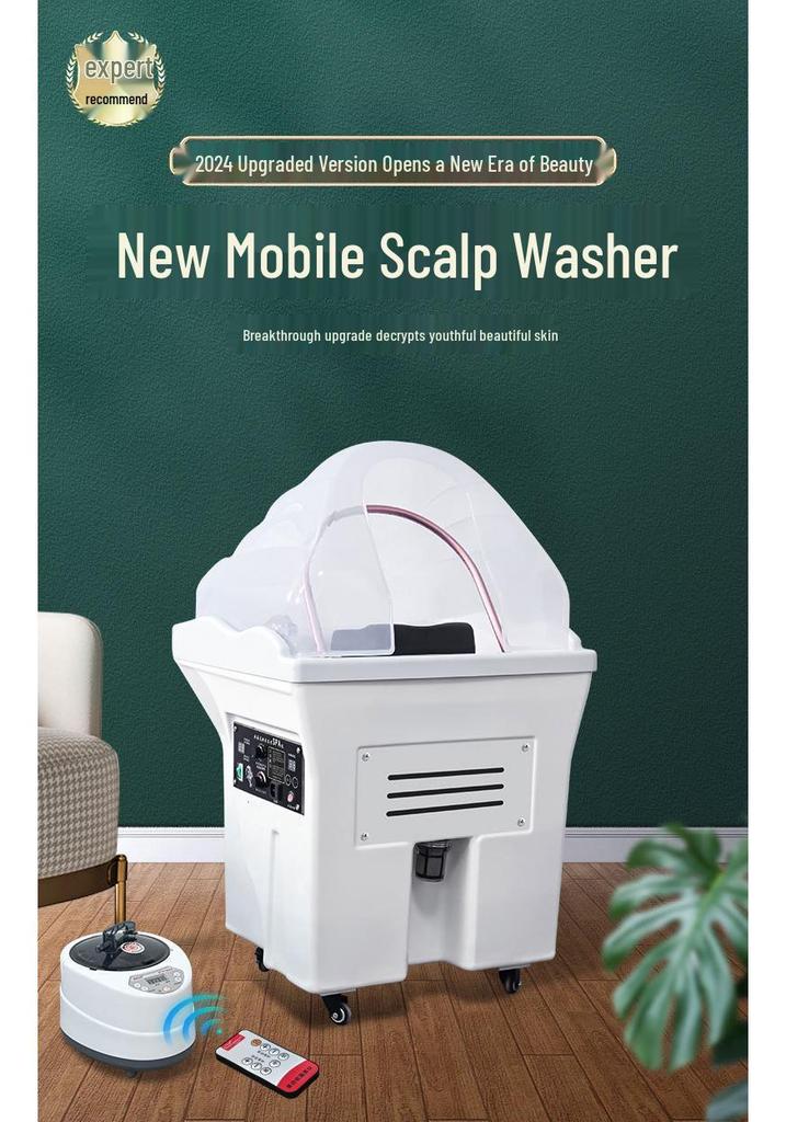 Movable Water Tank Therapy Device for Head and Hair Care in Salons