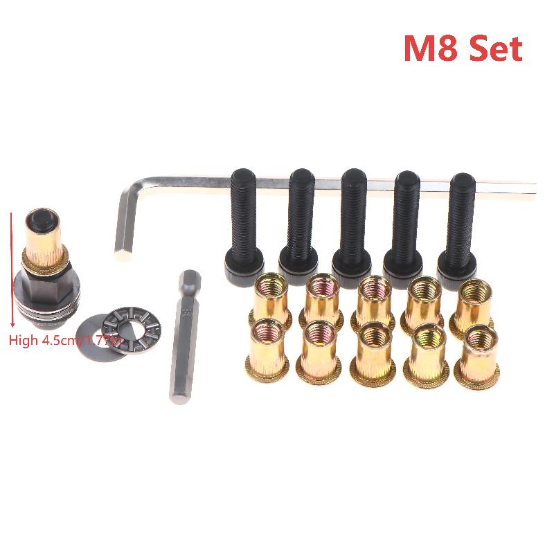 Rivet Nut Tool Kit with Mandrel M3 M4 M5 M6 M8 M10 M12 Threaded Insert Nutsert Set Assorted Sizes for Furniture Fixing Plumbing