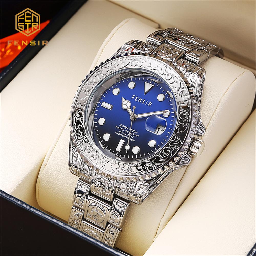 Casual and Fashionable Men Watch Retro Carved Business Quartz Watches Light Luxury Clocks Gifts Watches for Man