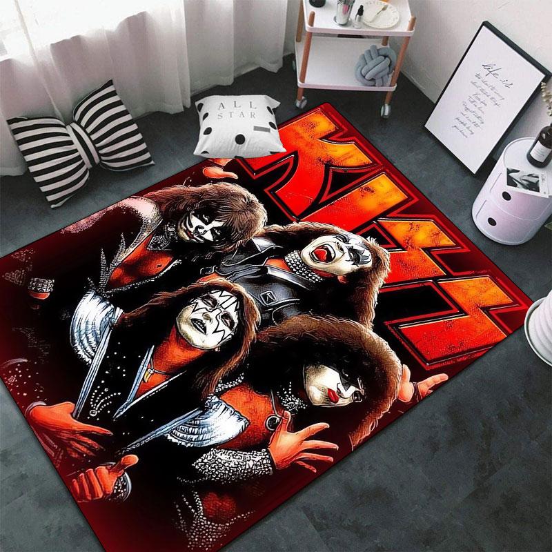 KISS rock band Carpets and Rug 3D Printing Carpet Floor Mat Living Room Bedroom Large Area Soft Carpet-JM006