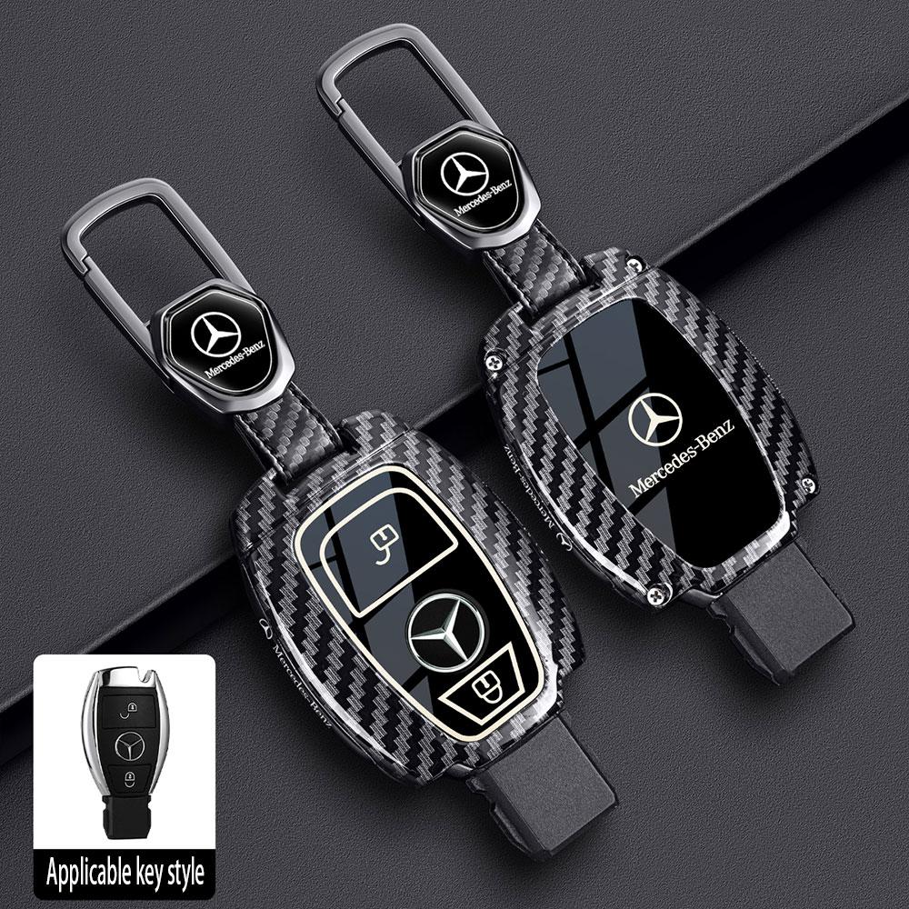 Carbon Fiber For Mercedes Benz A B G R Class GLA GLK W176 W204 W251 W463 Zinc Alloy Car Remote Key Case Cover Fob Accessories BD1