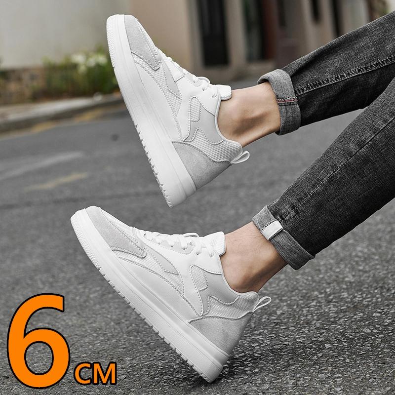 6cm Höhenerhöhung Schuhe Unisex Echtes Leder & Mesh Atmungsaktiv Leicht Lässige Sneakers Bequemes Elevator Schuhwerk