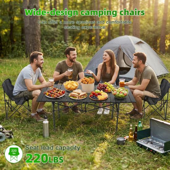 Camp Chair Table 5Pcs Collapsible Set with 4 Single Chairs 1 Table Heavy Duty Folding Camping and Chair Portable for Outdoor Hiking Travel Patio