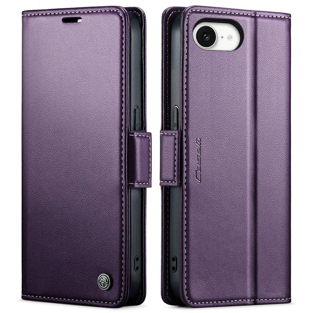 For iPhone 17e/16e Case With Card Holder, Wallet Case with RFID Blocking, Durable Leather Kickstand Magnetic Clasp Shockproof