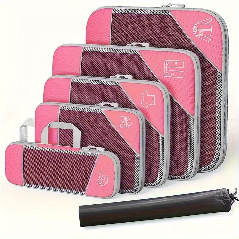Compression Packing Cubes Set, Polyester Travel Luggage Organizer Accessories, Extensible Storage Bags Suitcases