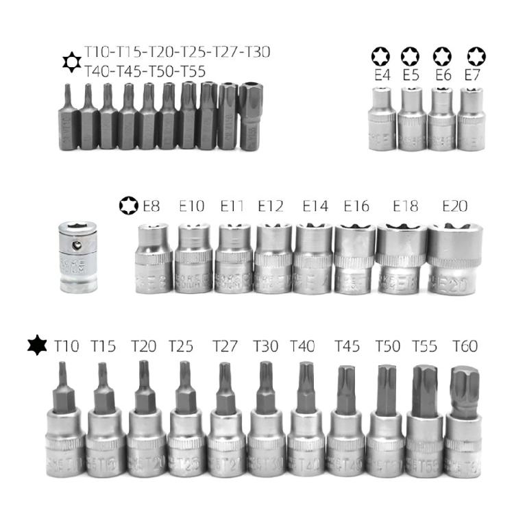 Electronic Safety Drill Driver Handheld Tool Star Socket and Bit Set Assortment for Efficient Torques Transfer in Repair