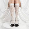 Lace Stockings Openwork Heart Jacquard White Calf Socks Students Thin Mid-Calf Socks