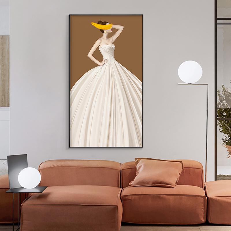 Fashion White Dress Woman Poster Print Modern Abstract Princess Figure Canvas Picture Nordic Bedroom Wall Decoration Painting