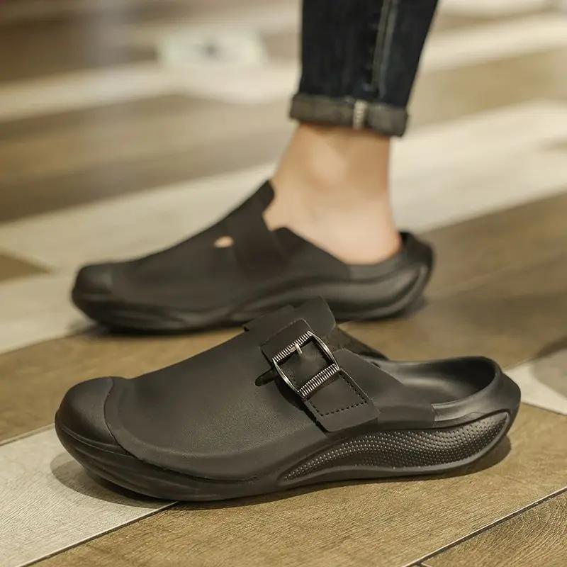 

Fashion Slides Half Flat Outdoor Designer Luxury Men s Shoe Y2k Elegant Low Price Cheap Shoes Liquidation Summer Sale Male Slipper Brown 45