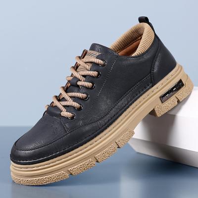 2024 Autumn and Winter New Men's Thick-soled Tooling Big Head Casual Leather Shoes Men's Handmade Online Versatile Trendy Shoes Men 6665