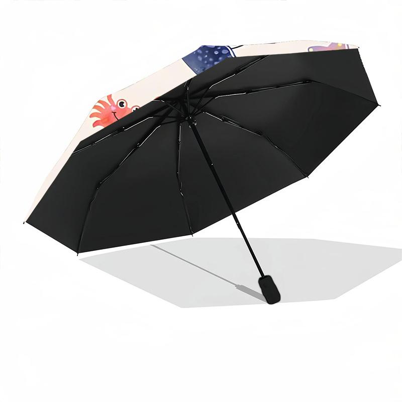 1pc Ocean Creatures One Umbrella  a Plastic Hle, Compact  Stylish, with a Vibrant Cartoon Pattern, Perfect  Home, Travel