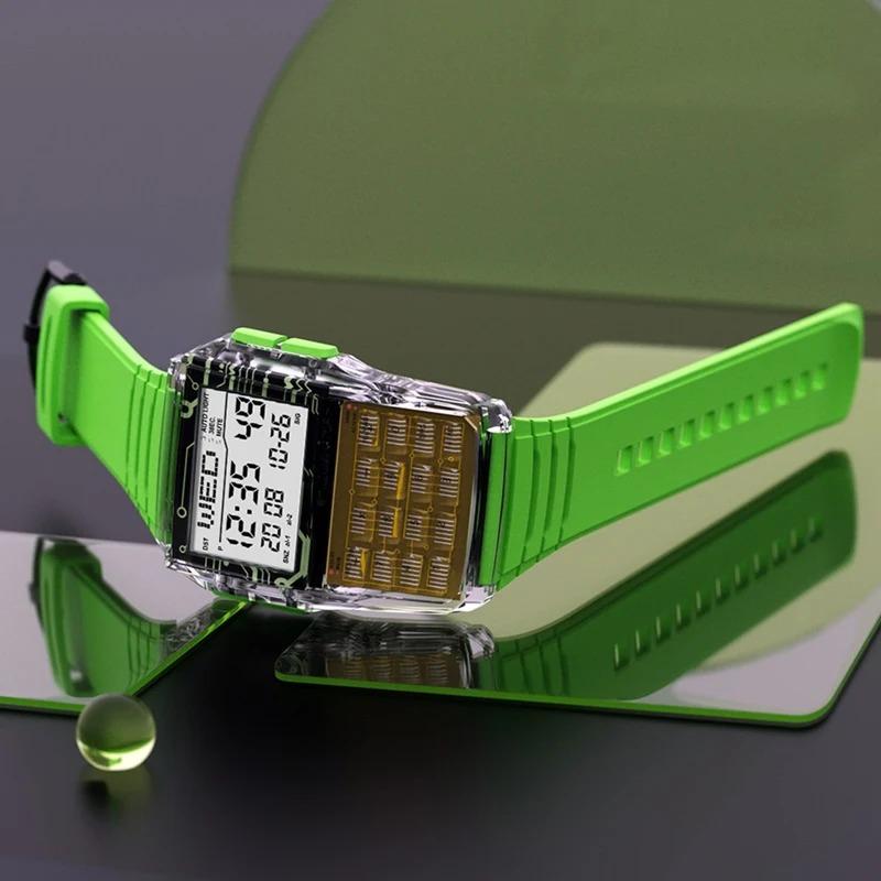 Retro Square Student Sports Electronic Watch Waterproof Luminous Multifunctional Calculator Phone Number Book Outdoor Wristwatch