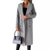 Women's Spring 2025 Versatile Woolen Double-Breasted Long Sleeve Coat with Welt Pockets