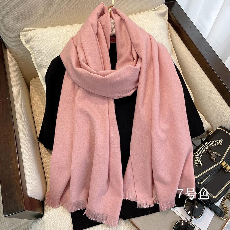 New Autumn And Winter Classic Solid Color Warm Scarf For Women, Fashionable Imitation Cashmere, Thickened Student Scarf, Dual-Use Shawl