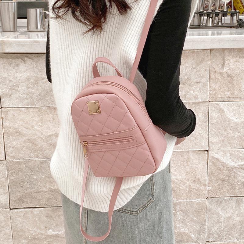 Backpack Women Leisure Pu Small Girls Rucksacks Leisure Zipper Shoulder Bag Knapsack Women Mini School Backpack Traveling Bag