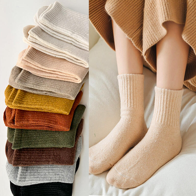 Withb Thick Warm Golji Mid-Calf Socks (10 Colors) gray
