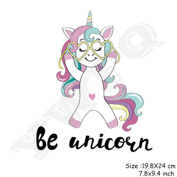 Flower Unicorn Stickers for Girls Boy Gift Badges Diy Accessory Heat Transfer Clothing Decor Patches