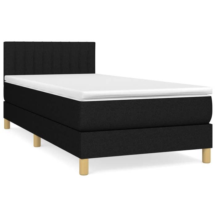 Exclusive House - Black Bed Slat Base and Mattress 80x200 Cm Fabric