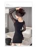 Black Deep V Mesh Figure-Flattering Short Dress for Autumn/Winter