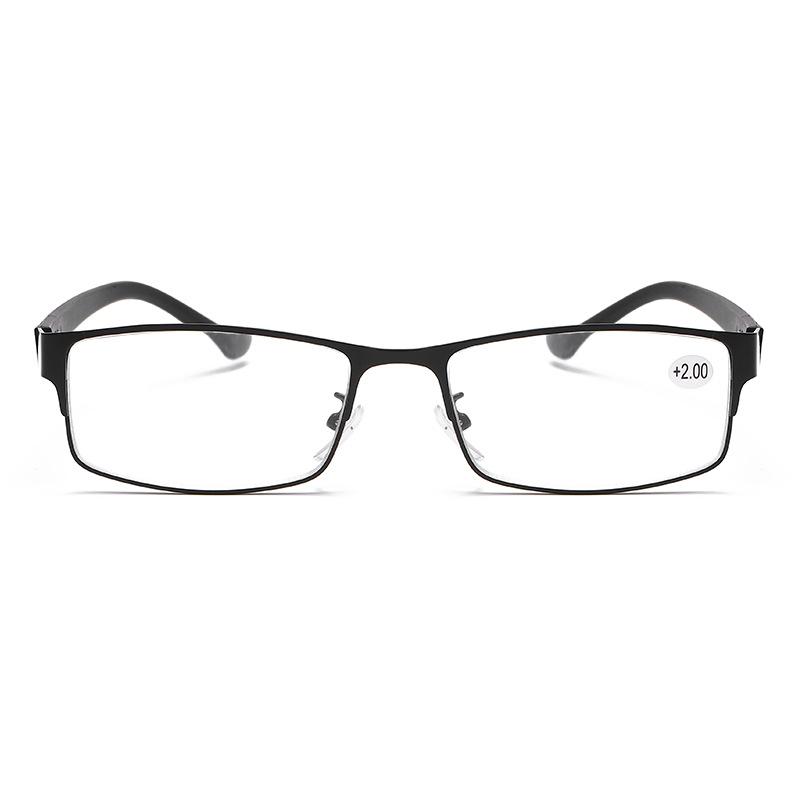 1pc Business Reading Glasses For Men Spring Hinge Computer Phone Reading Rectangular Full Frame Metal Presbyopic Eyeglasses