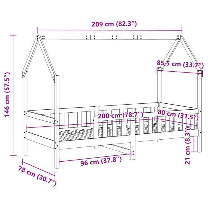 VidaXL Children's Bed Frames House Shape 80x200cm Solid Pine Wood, House-Shaped Bed Frame, Bed Frame for 850704