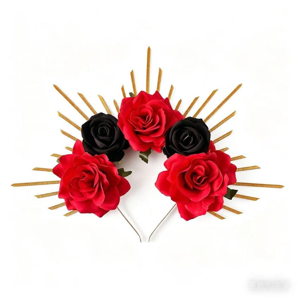 Floral Halloween Flower Headband Mexican Day of the Dead Ghost Festival Headpiece Carnival Events Style 1