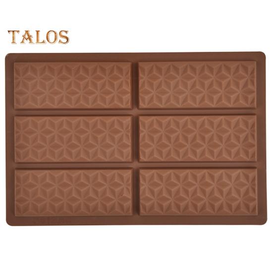 Molde de Chocolate de 6 cavidades, molde de barra de caramelo de silicona con forma Rectangular, molde antiadherente para gofres, tarta de queso, pudín, pastel, postre