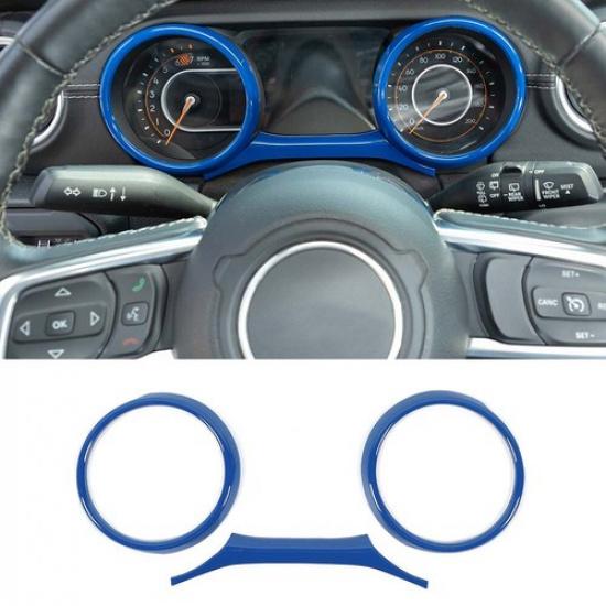 Blue Center Console Full Decor Set Cover Trims For Jeep Wrangler JL JT 2018- Dashboard Instrument Cove