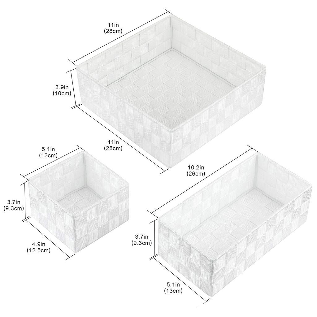 Posprica Textile Storage Box Cube Basket Bin Container Tote Organizer Divider Drawer Closet Shelf Dresser (White)