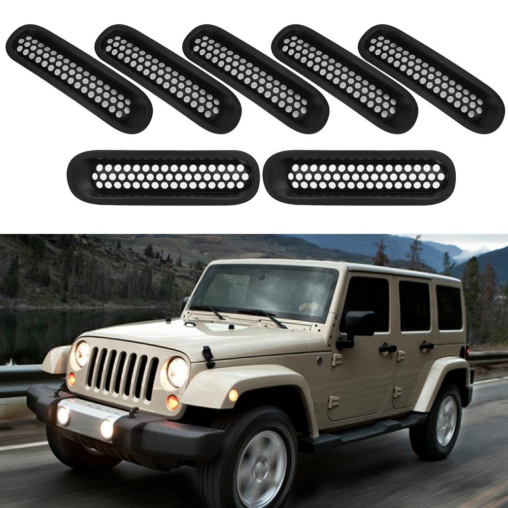 7 Stück Aufsteckbare Frontgittereinsätze Passend für Jeep JK Wrangler 2007 2015