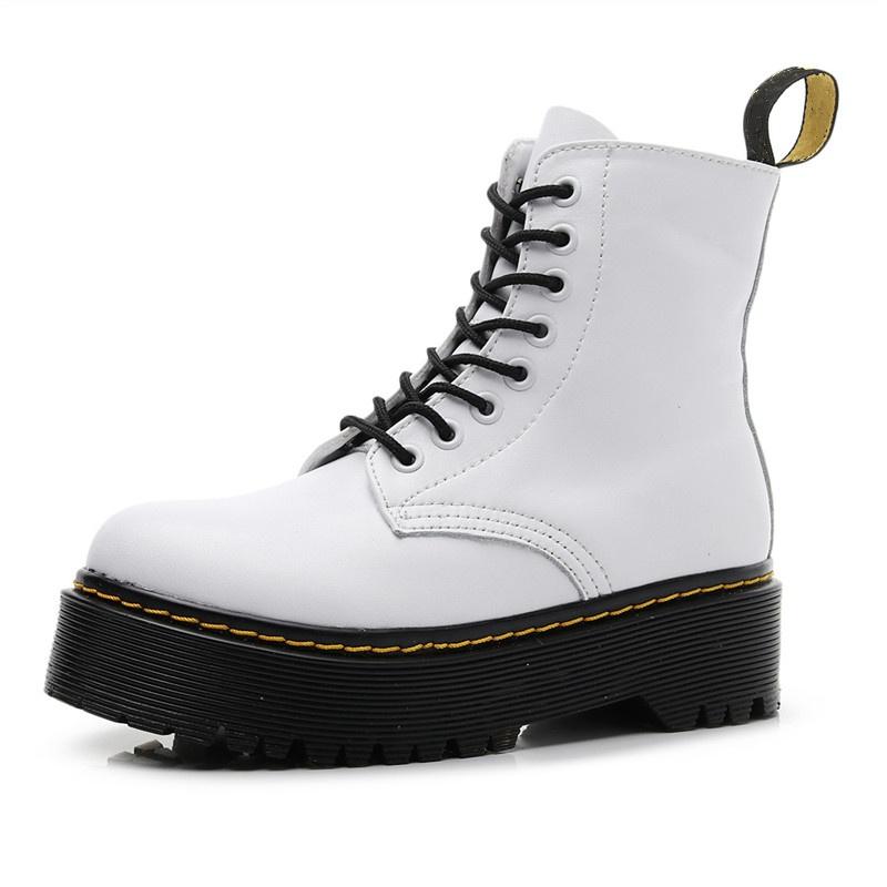 Britischer Punk-Stil 8-Loch Motorradstiefel: 2-Wege Trageweise Klobige Plateau mit Frontreißverschluss - Mode Unisex Ganzjahresstiefel Für