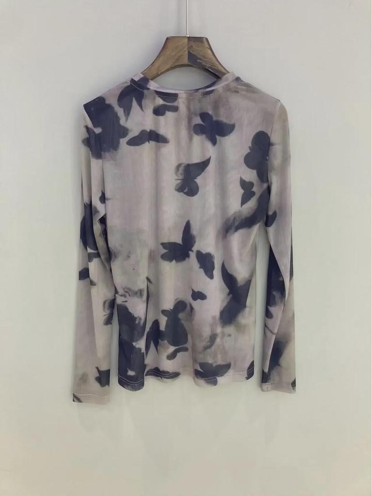 Włoski Styl Elegancka 2024 Letnia Artystyczna Rozmazana Niepillingująca Koszula Damska