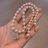 Four-Leaf Flower Pearl Necklace Women'S High Sense Versatile Temperament Zircon Pendant