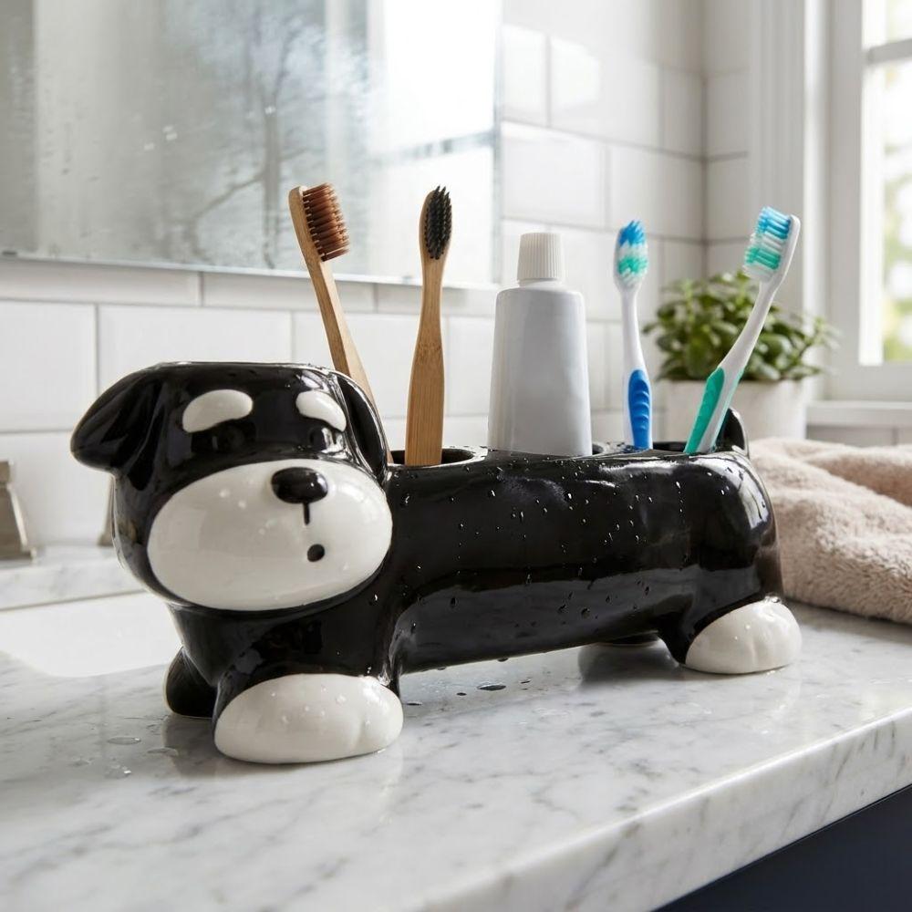 Cat Dog Shape Electric Toothbrush Stand Cartoon Toothpaste Toothbrush Base Washstand Vanity