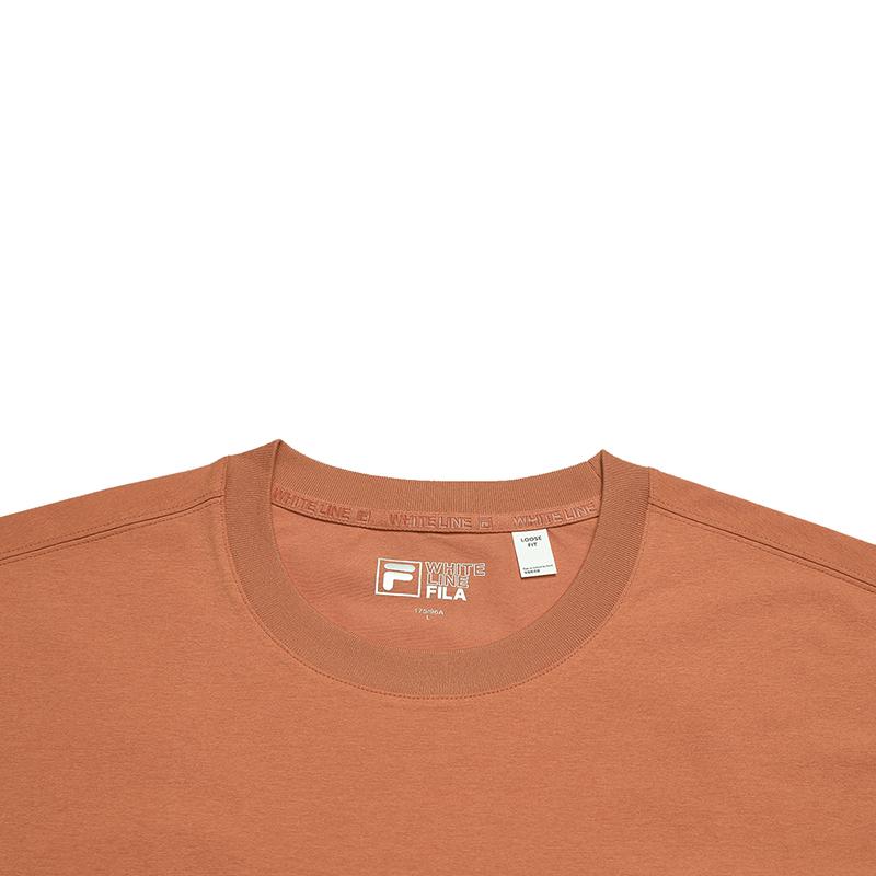 FILA Original Classic Embroidered Logo Simple Fashion Retro Casual Sports Comfortable Knitted Short Sleeve T-Shirt Unisex Tops Orange F51U619103FOR