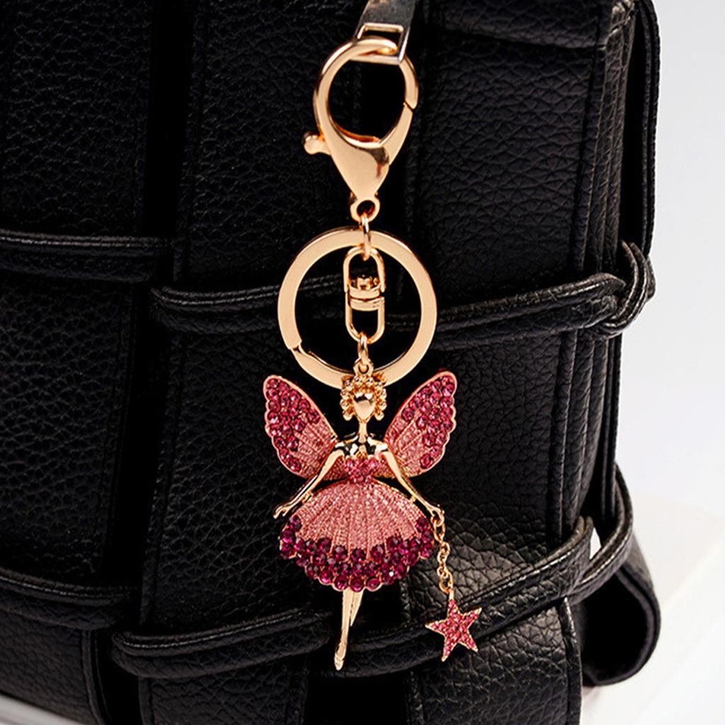 Diamond Studded Ballet Girl Car Keychain Bag Pendant