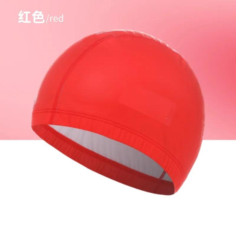 PU Fabric Swimming Cap for Men Women Waterproof Swim Pool Hat Water Sport Protect Ears Long Hair Bathing Caps Cover for Adults