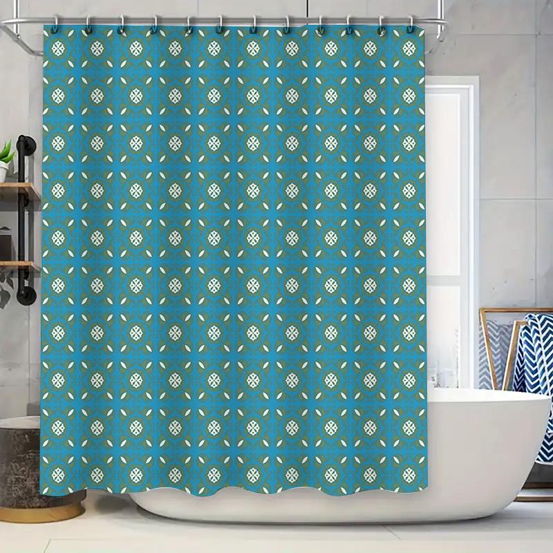 

Blue White Geometric Pattern Shower Curtain Waterproof Fabric For Bathroom Decorations Size Customizable Free Shipping Worldwide W60H190(CM)-1 Pcs