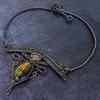 Natural Tiger Eye Gemstone Handmade Copper Wire Wrap Jewelry Necklace 18" T0S85