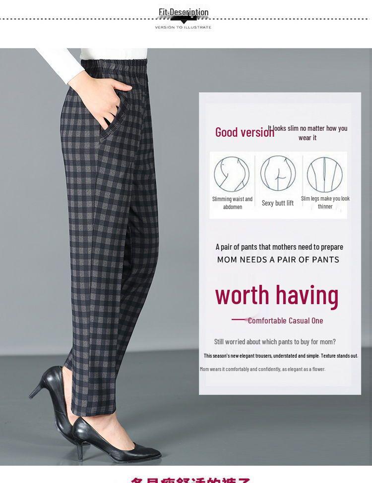 Plus Size High Waist Elastic Pants for Middle-Aged Women - Straight Leg, Casual Grandma Pants