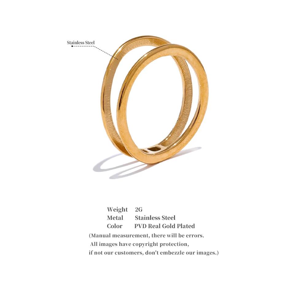 Eetit Minimalist Stainless Steel Metal Thin Double Round Ring Women Prevent Allergy Statement Summer Fashion Jewelry 2024 Gift