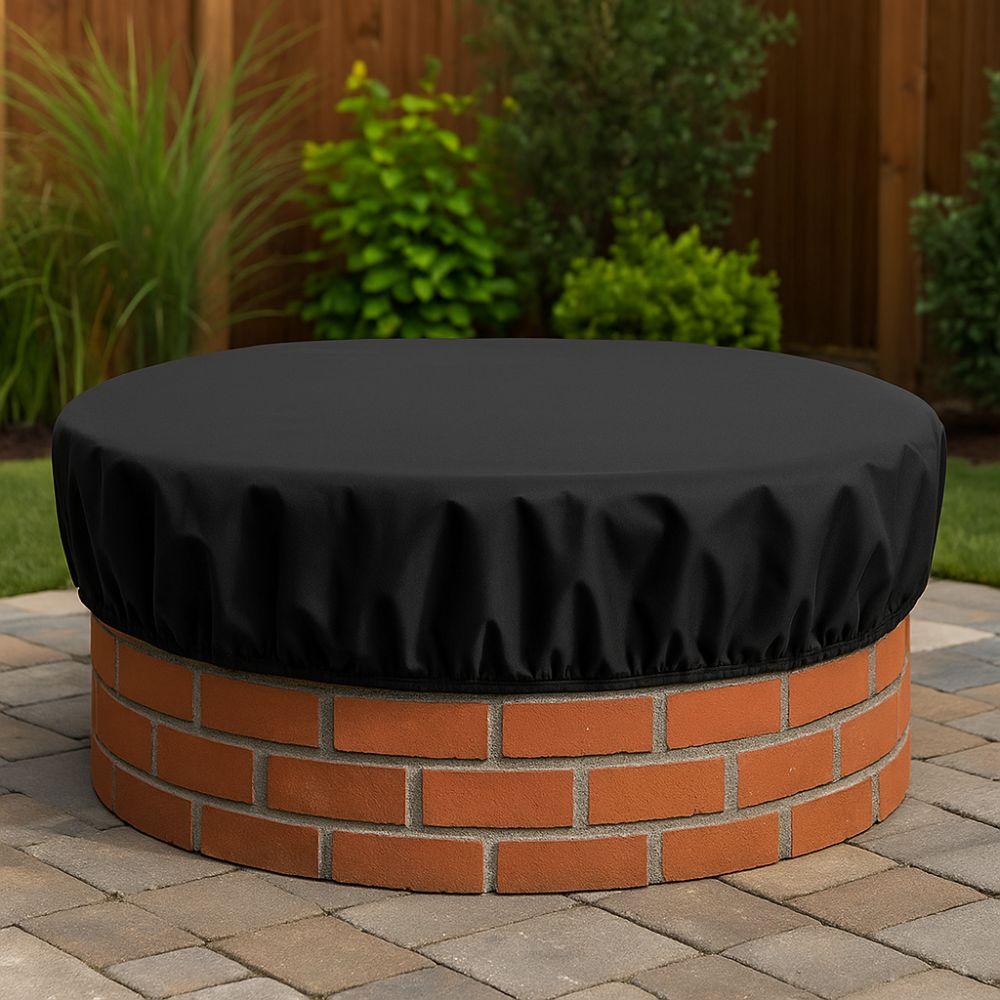 Weather Resistant Firepit Cover 600D Oxford Protective Cover  Built-in Stone Firepits