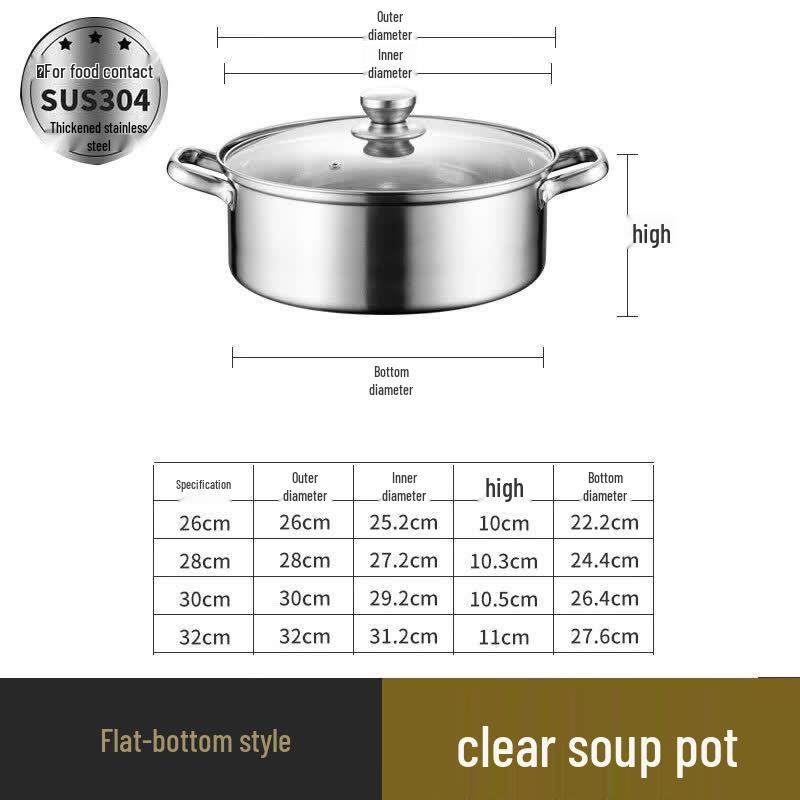 BoZhen Artisan Chef 304 Stainless Steel Clear Soup Hot Pot