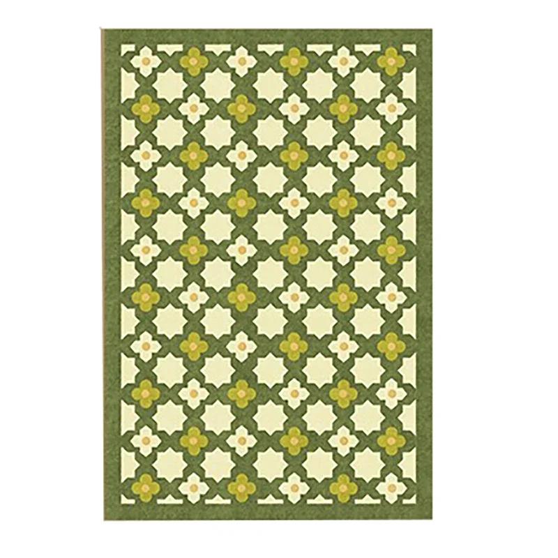 Green Polka Dot Carpet Floral Line Rugs Geometric Decoration Rug Minimalist Plaid Living Room Carpets Bedroom Easy Clean Carpet