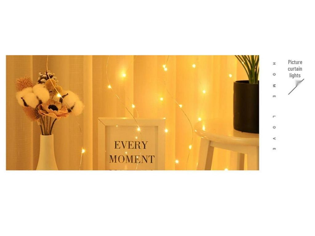 Colorful LED Curtain String Lights with Hooks, 3x3m USB and Remote Control for Christmas Decorations.