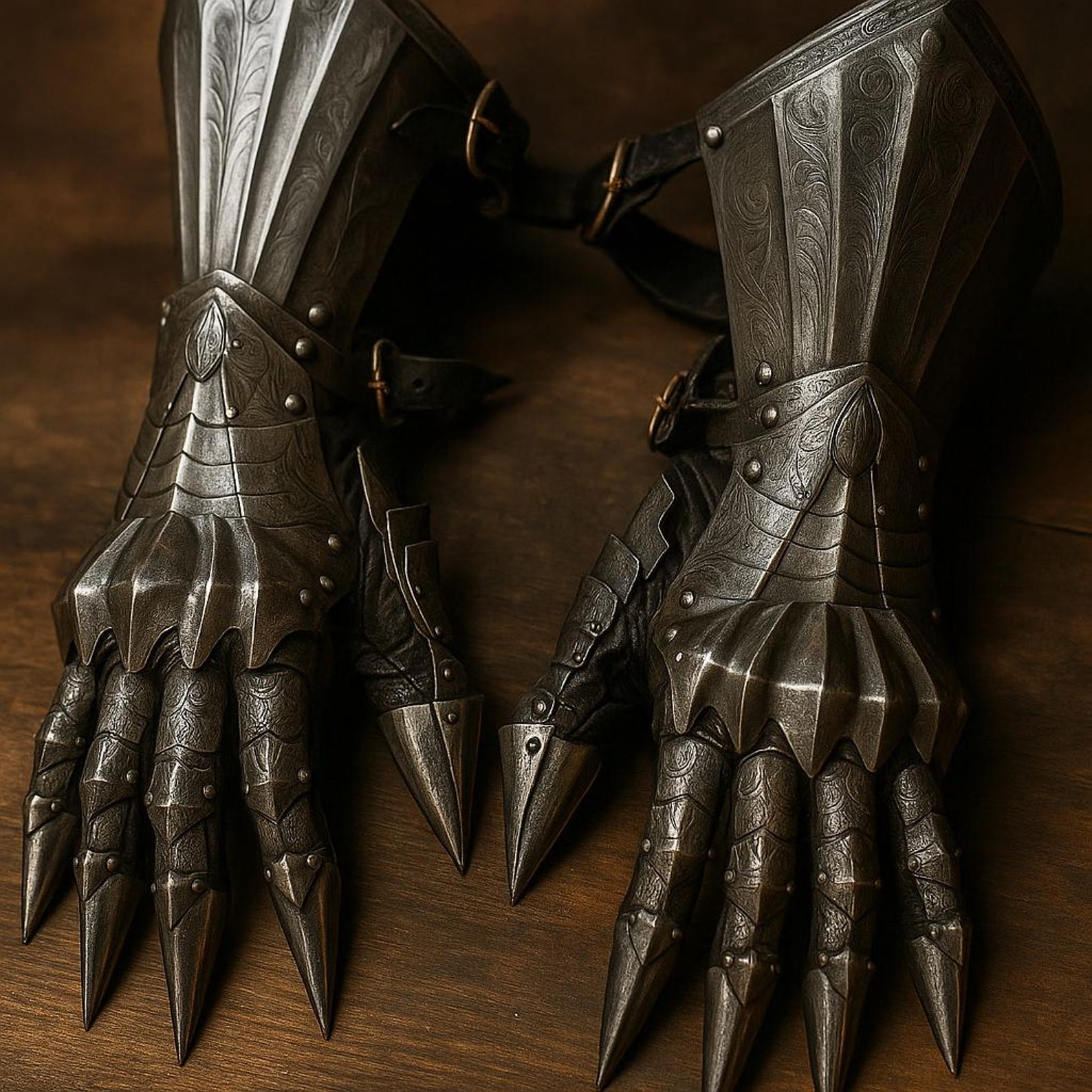 40.64 cm Etched Medieval Gauntlet Gloves 18-Gauge Steel Gothic Armor Gloves Gift