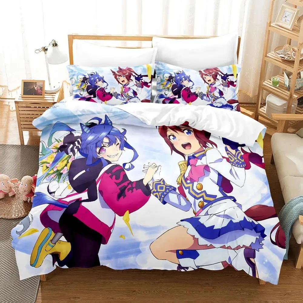 Anime Uma musume Prety Derby Beding Set Soft Duvet Cover Bed Linen Set Comfortable Quilt Cover Pilowcase Warm Comforter king Quen Sized Dimensions