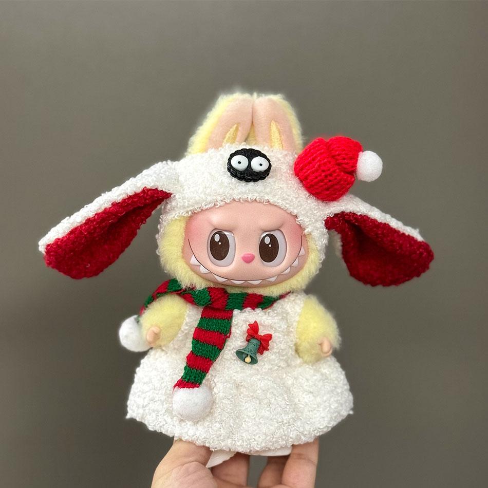For 15-17cm Labubu V1/V2/V3 Mini Doll Clothes Outfit Merry Christmas Hat ClothesScarf Elk Snowman Doll Accessorie Party Game Toy